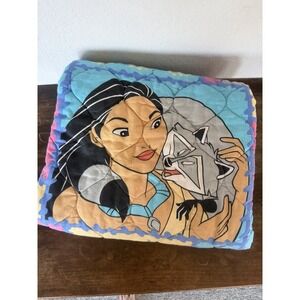 Vintage 90s Pocahontas Disney Toddler Quilted Blanket Comforter Patchwork
